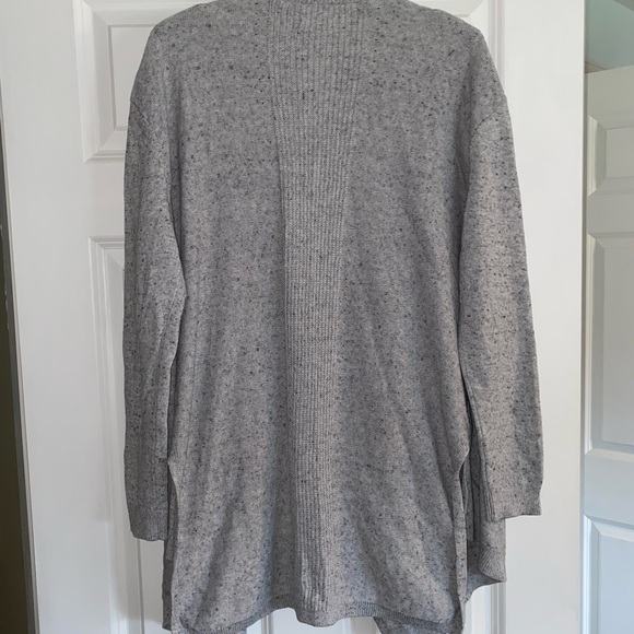 Lou & Grey cotton cardigan sweater Sz S open style asymmetrical hem light grey - Picture 3 of 10